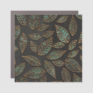 Copper leaves: black grunge texture. car magnet