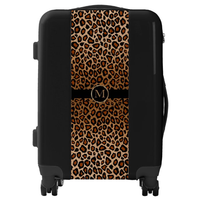Copper Leopard Animal Skin Monogram Luggage (Front)
