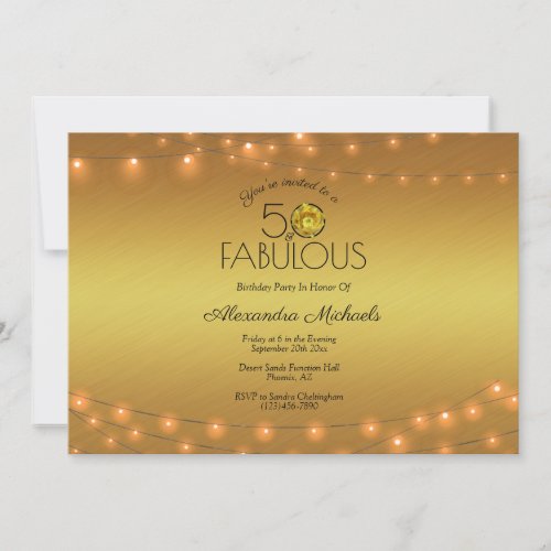 Copper Lights On Gold Cactus Flower 50  Fabulous Invitation