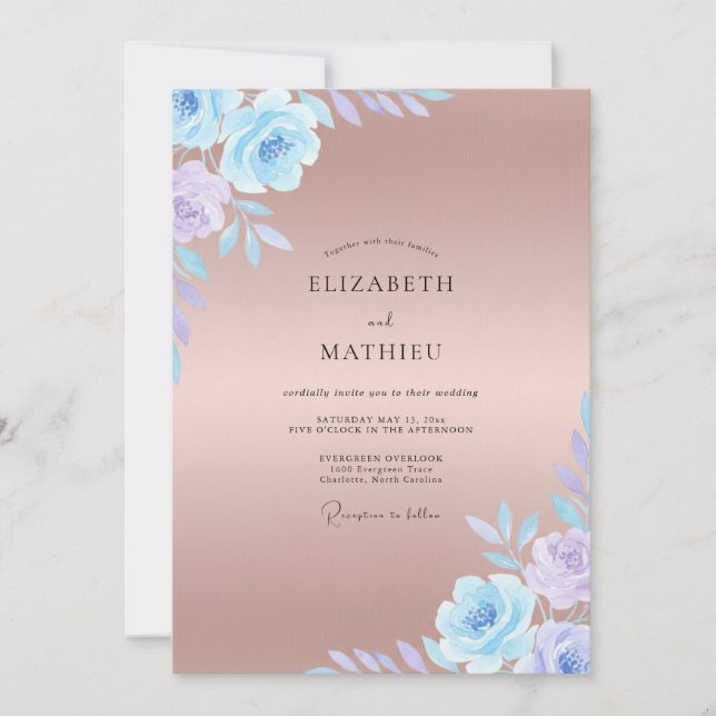 Copper Lilac Petal Wedding Invitation (Front)