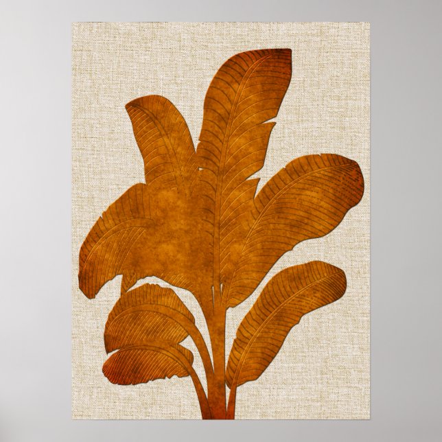 Copper Linen Banana Plant Collage Poster (Front)