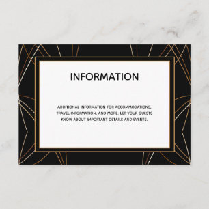 Copper Lines Black Abstract Wedding Info Enclosure Card