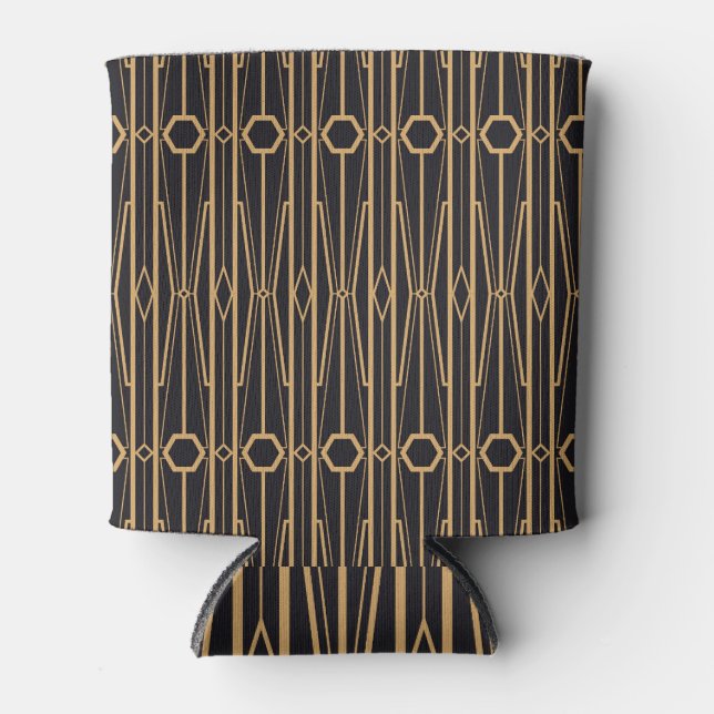Copper Lines: Modern Geometric Texture Can Cooler (Front)