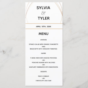 Copper Lines White Abstract Wedding Menu