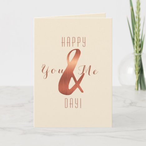 Copper-look ampersand anniversary card