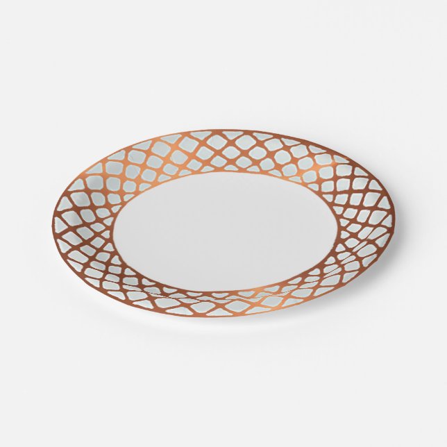 Copper look edged border design paper plates (Angled)