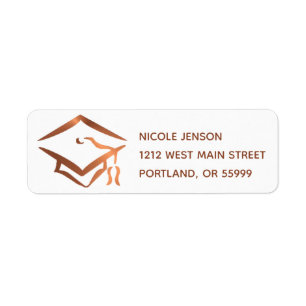 Copper-look graduation cap design label