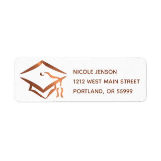 Copper-look graduation cap design label