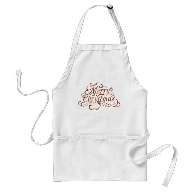 Copper-look Merry Christmas script design Adult Apron (Front)