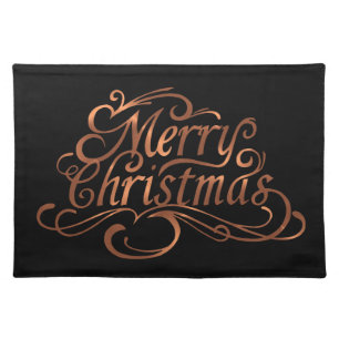 Copper-look Merry Christmas script design Placemat