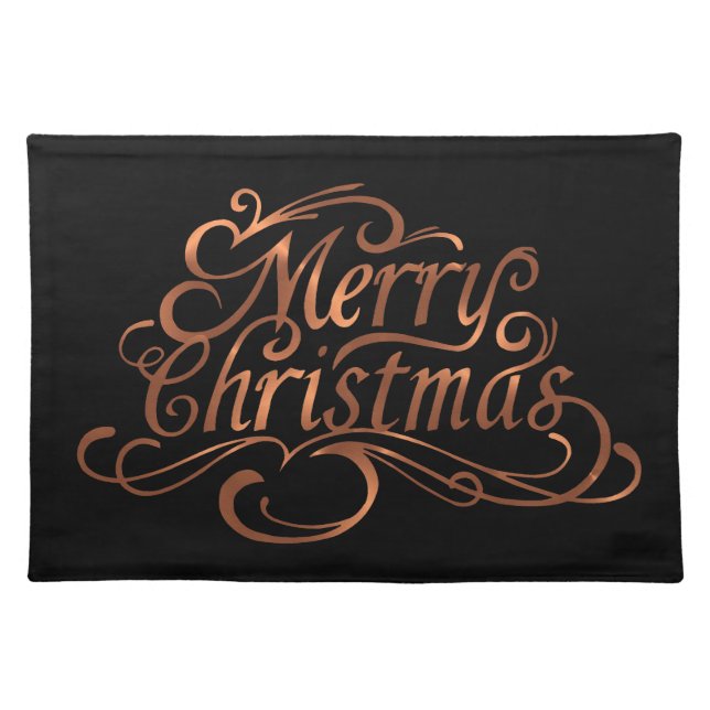 Copper-look Merry Christmas script design Placemat (Front)