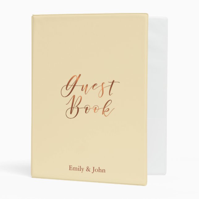 Copper-look script guestbook design mini binder (Front/Inside)