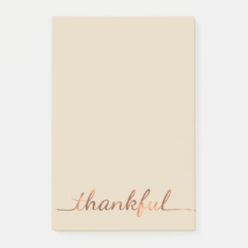 Copper-look Thankful Script Design Post-it Notes by ComicDaisy at Zazzle