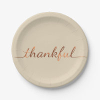Copper-look Thankful Thanksgiving paper plate