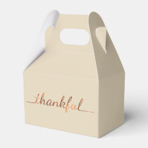 Copper-look Thanksgiving Thankful script design Favor Boxes