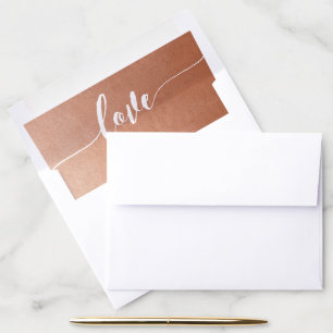 Copper Love Romantic Metallic Calligraphy Script Envelope Liner