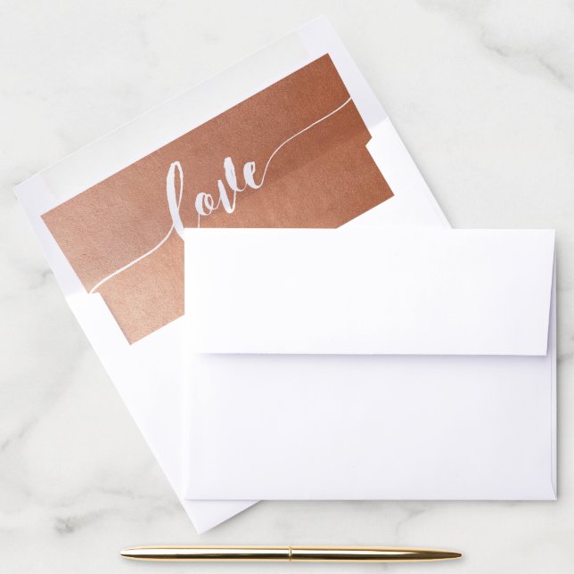 Copper Love Romantic Metallic Calligraphy Script Envelope Liner (Desk)