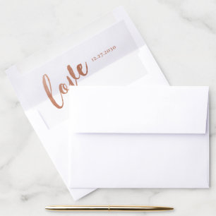 Copper Love Script Rust Color Wedding Date Envelope Liner