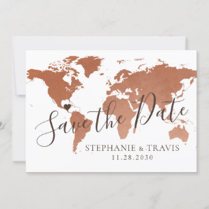 Copper Map Destination Wedding Save the Date Card