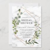 Copper Marble Geometric Eucalyptus Bridal Shower Invitation (Front)