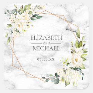 Copper Marble Geometric Floral Wedding Sticker