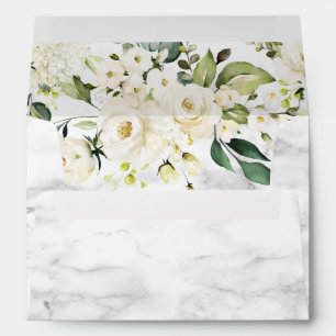 Copper Marble Geometric White Green Floral Envelope