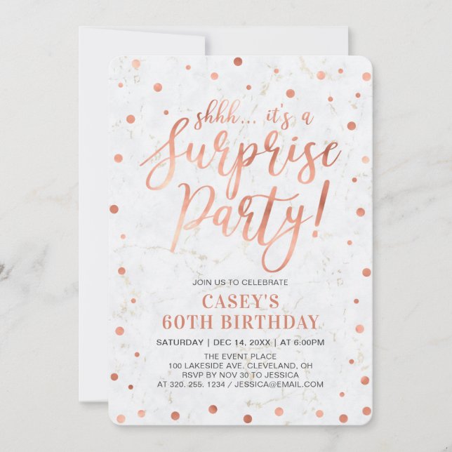Copper & Marble | Surprise 50th Birthday Party Invitation (Front)