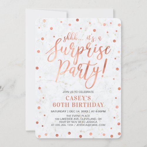 Copper  Marble  Surprise 50th Birthday Party Invitation