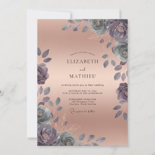 Copper Mauve Peony Wedding Invitation