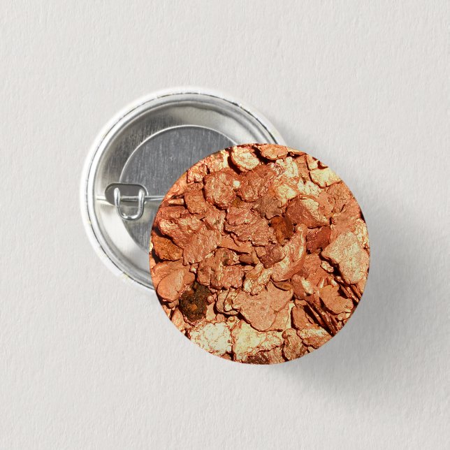 Copper Metal Chips Pinback Button (Front & Back)