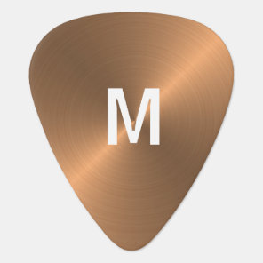 Copper Metal Look Circular Metallic Monogram Guitar Pick