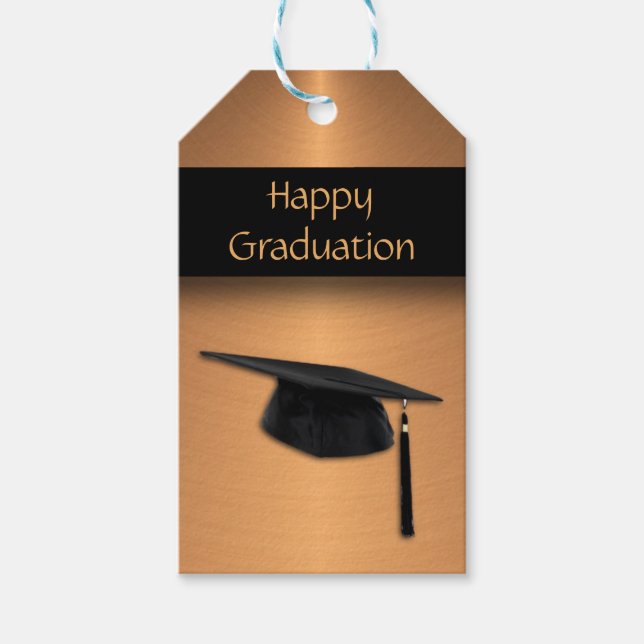 Copper Metal Look Graduation Gift Tags (Front)