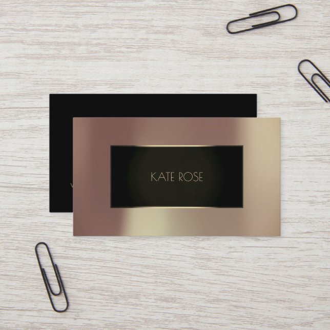 Copper Metallic Black Rose Gold Gray Glass Frame Business Card (Front/Back In Situ)