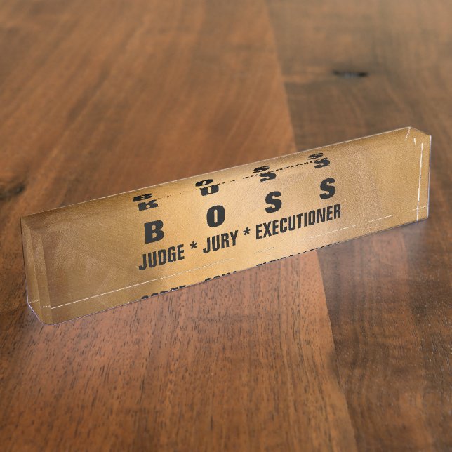 Copper Metallic Elegant Funny Desk Nameplates. Name Plate (Side)