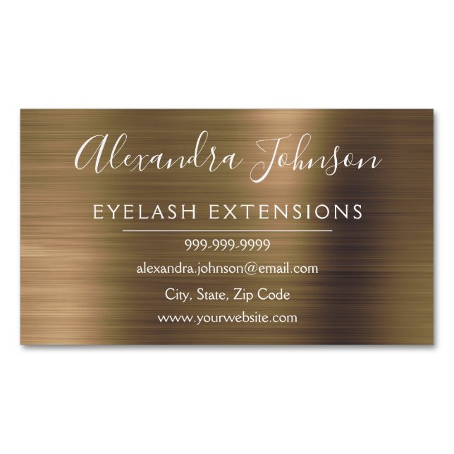 Copper Metallic Foil Eyelash Extensions Beauty Business Card Magnet (Front)