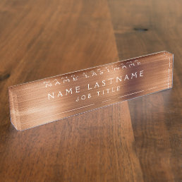 Copper Metallic Foil Modern Business Desk Name Plate