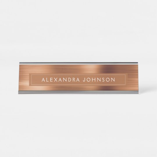 Copper Metallic Foil Modern Elegant Business Desk Name Plate