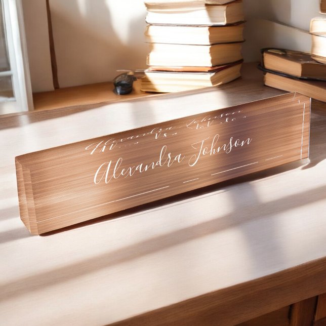 Copper Metallic Foil Modern Elegant Business Desk Name Plate (Creator Uploaded)