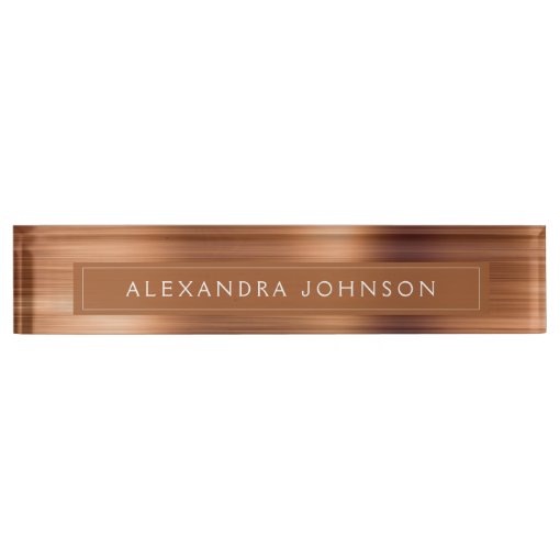 Copper Metallic Foil Modern Elegant Business Desk Name Plate | Zazzle
