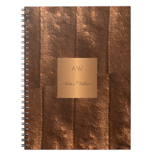 Copper metallic gold exclusive luxury monogrammed notebook