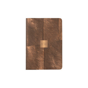 Copper metallic gold exclusive luxury monogrammed passport holder