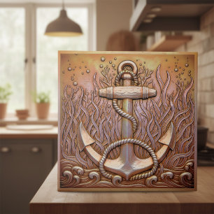 Copper Metallic Iridescent Anchor ID1223 Ceramic Tile