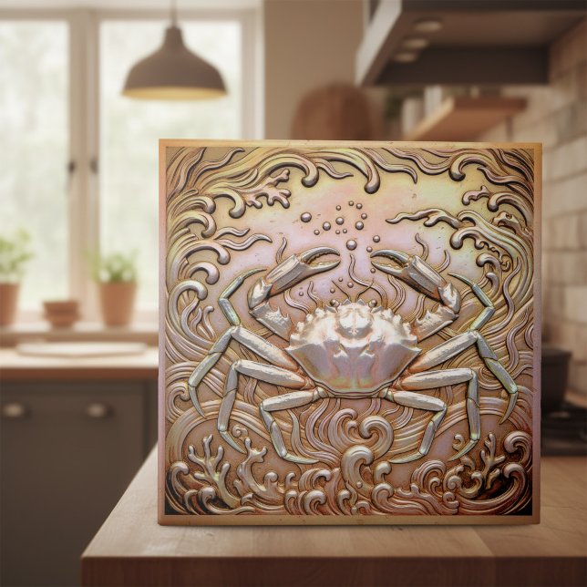 Copper Metallic Iridescent Crab D1223 Ceramic Tile (Creator Uploaded)