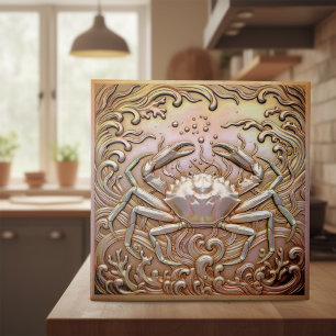 Copper Metallic Iridescent Crab ID1223 Ceramic Tile