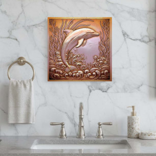 Copper Metallic Iridescent Dolphin D1223 Metal Print