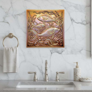Copper Metallic Iridescent Fish D1223 Metal Print