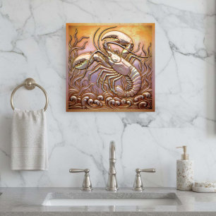 Copper Metallic Iridescent Lobster D1223 Metal Print