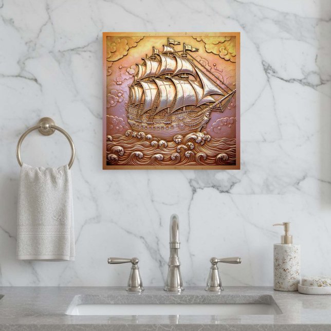 Copper Metallic Iridescent Sailing Ship D1223 Metal Print (Creator Uploaded)