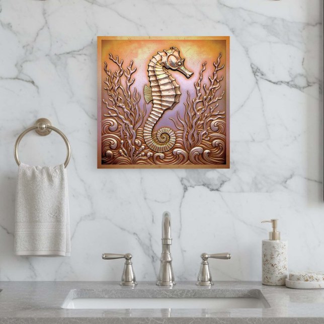 Copper Metallic Iridescent Seahorse D1223 Metal Print (Creator Uploaded)
