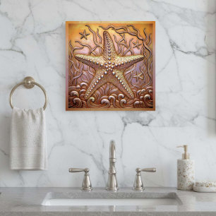 Copper Metallic Iridescent Starfish D1223 Metal Print